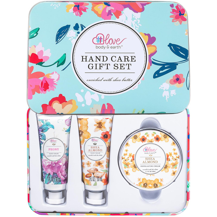 BODY & EARTH # LOVE Hand Cream Gift Set for Women,Mothers Day Gifts for Mom,Hand Lotion Travel Size,Hand Care Set with Hand Cream & Exfoliating Cream