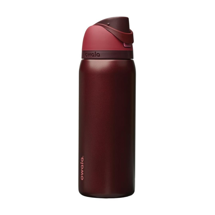 Owala FreeSip Insulated Stainless Steel Water Bottle with Straw, BPA-Free Sports Water Bottle, Great for Travel, 32 Oz, Black Cherry