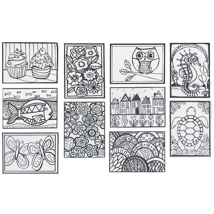 S&S Worldwide Mini Velvet Art Posters, 10 each of 10 Designs, Designs to Appeal to Everyone, Kids, Adults, Boys, Girls, Color With Markers or Colored