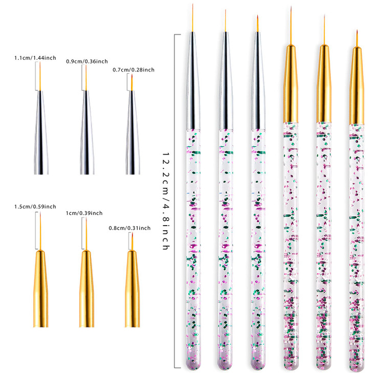 Leelosp 6 Pieces Eyeliner Brushes Fine Point Thin Eye Makeup Gel Eyeliner Brush Water Activated Graphic Cosmetic Liner Wands for Eyes Makeup Tools(Go