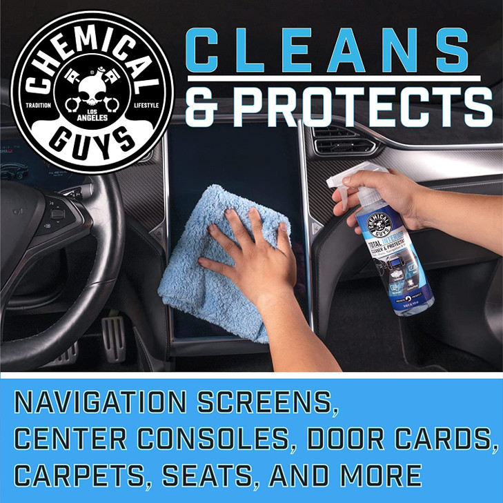 Chemical Guys Total Interior Cleaner and Protectant, 16 Fl Oz + 3 Pack of Microfiber Towels (Safe for Cars, Trucks, SUVs, Jeeps, Motorcycles, RVs & M