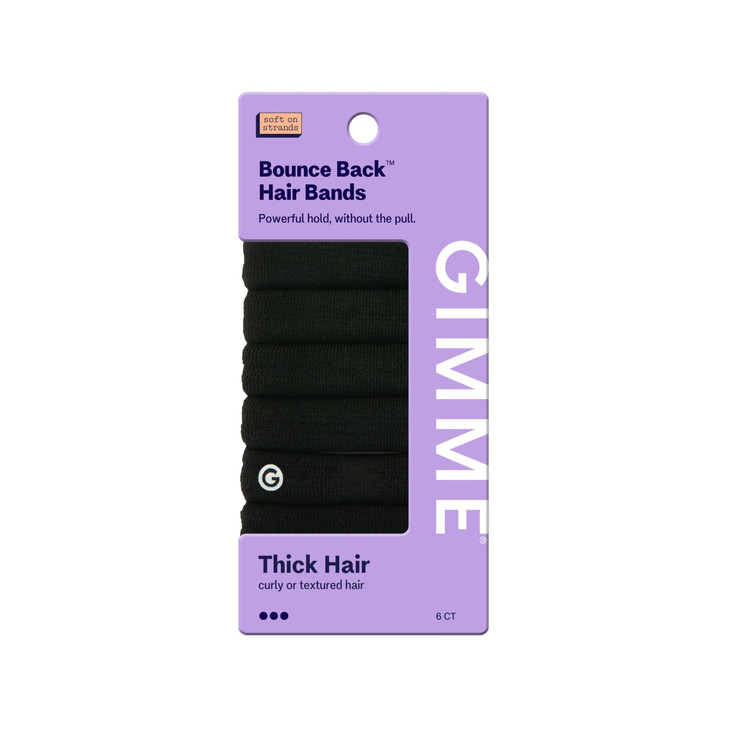 Gimme Beauty - Thick Fit Hair Bands - Black Onyx - Damage Free Hair Ties - Made with Seamless Microfiber Elastics - Thick + Curly Hair Accessories -