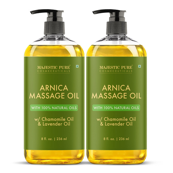MAJESTIC PURE Arnica Sore Muscle Massage Oil for Massage Therapy-Refreshing & Relaxing-Natural Oils Lavender & Chamomile Essential Oils-All Skin Type