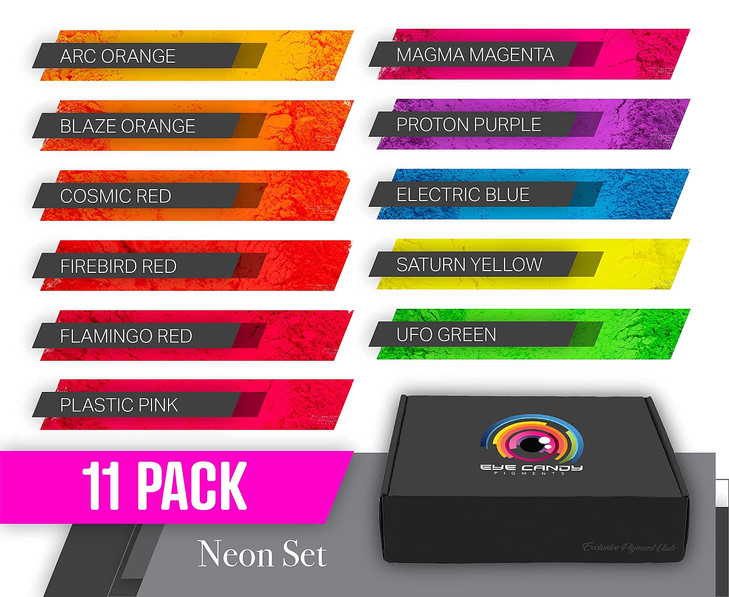 Eye Candy Pigments Neon Mica Pigment Powder Set - Mica Powder for Epoxy Resin Art - Woodworking - Nail Polish - Bath Bombs - Pigment Powder Variety P