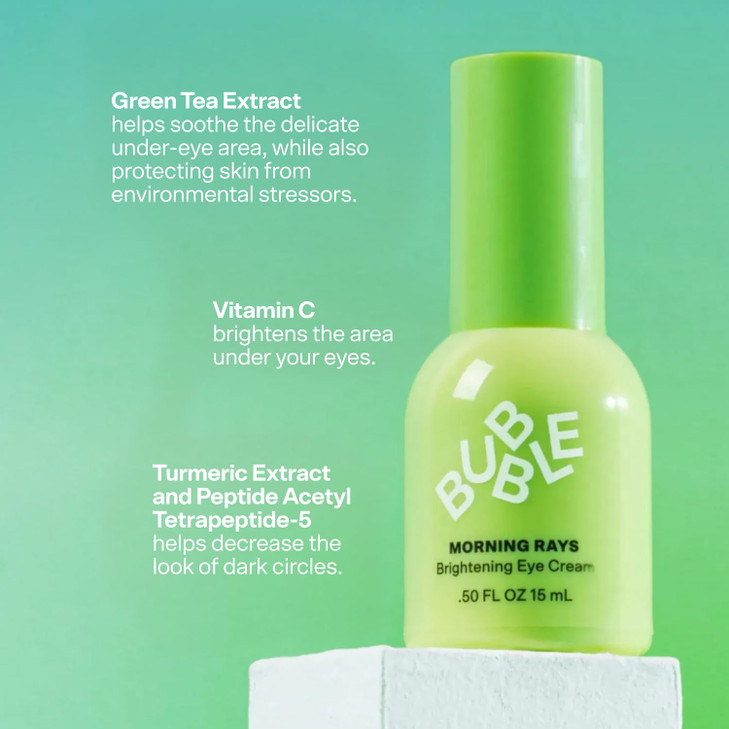 Bubble Skincare Morning Rays Brightening Eye Cream - Vitamin C Under Eye Cream for Dark Circles & Puffiness - Enriched with Green Tea Extract to Calm