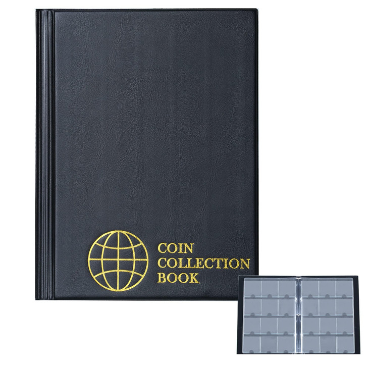 Coin Flip Holder Albums - 120 Pockets 2x2 inches Coin Storage Books for Coin Cardboard Collection Holders CS43BK