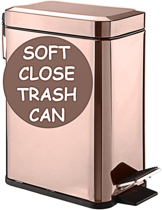 Homie Soft Close, Slim Trash Can 1.6 Gallon with Anti - Bag Slip Liner and Lid, Use as Mini Garbage Basket, Slim Dust Bin, or Decor in Bathroom, Rest