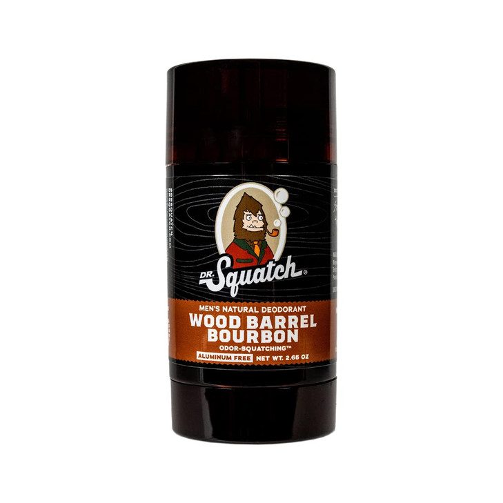 Dr. Squatch Natural Deodorant for Men  Odor-Squatching Men's Deodorant Aluminum Free - Wood Barrel Bourbon 2.65 oz (1 Pack)