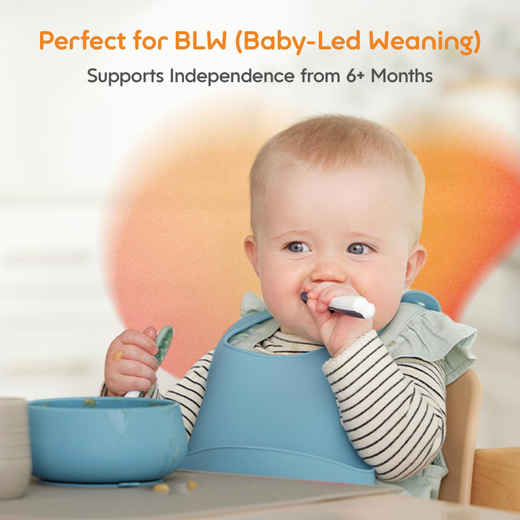 NumNum Baby Spoons Set, Baby Essentials Pre-Spoon GOOtensils for 6+ Months, First Stage Self-Feeding Spoons for Baby Led Weaning (BLW), Silicone Todd