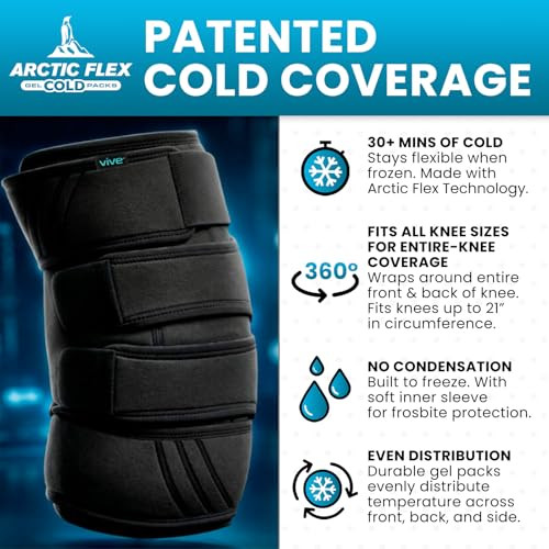 Vive Knee Ice Pack Wrap - Cold/Hot Gel Compression Brace - Heat Support Strap for Arthritis Pain, Tendonitis, ACL, Athletic Injury, Osteoarthritis, W