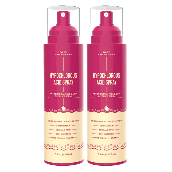 BASE LABORATORIES Hypochlorous Acid Spray for Face & Skin | 8oz | Facial Spray Daily Skin Repair Solution for Sensitive Skin, Redness, Irritations, E