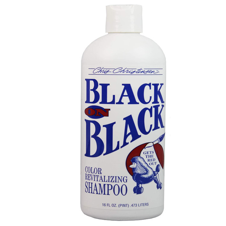 Chris Christensen Pet Shampoo, 16 oz Black on Black Color Revitalizing Shampoo, Groom Like a Professional, Restores Black Coats, Not a Dye, Lasts up