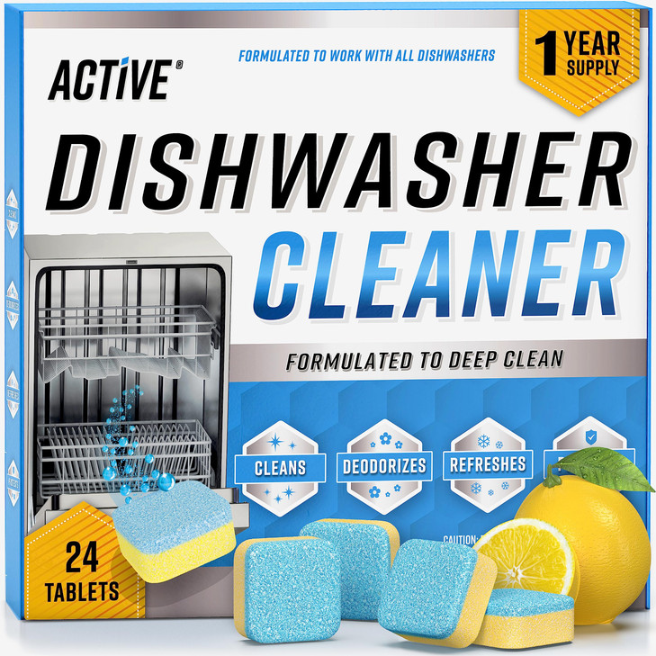 Dishwasher Cleaner And Deodorizer Tablets - 24 Pack Deep Cleaning Descaler Pods for Dish Washer Machine, Heavy Duty, Septic Safe, Natural Limescale R