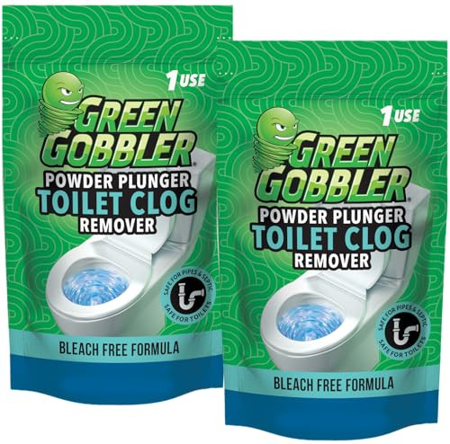 Green Gobbler POWDER PLUNGER Toilet Bowl Clog Remover - 2 Pack Net WT 16.5 oz