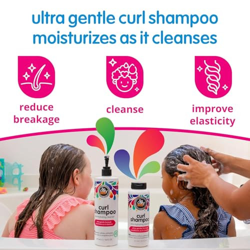 SoCozy Curl Shampoo for Kids Curly Hair (16 Fl Oz Pump) Gentle Hydrating Cleanser, Helps Improve Elasticity, Reduce Breakage & Frizz with Keratin, Pl