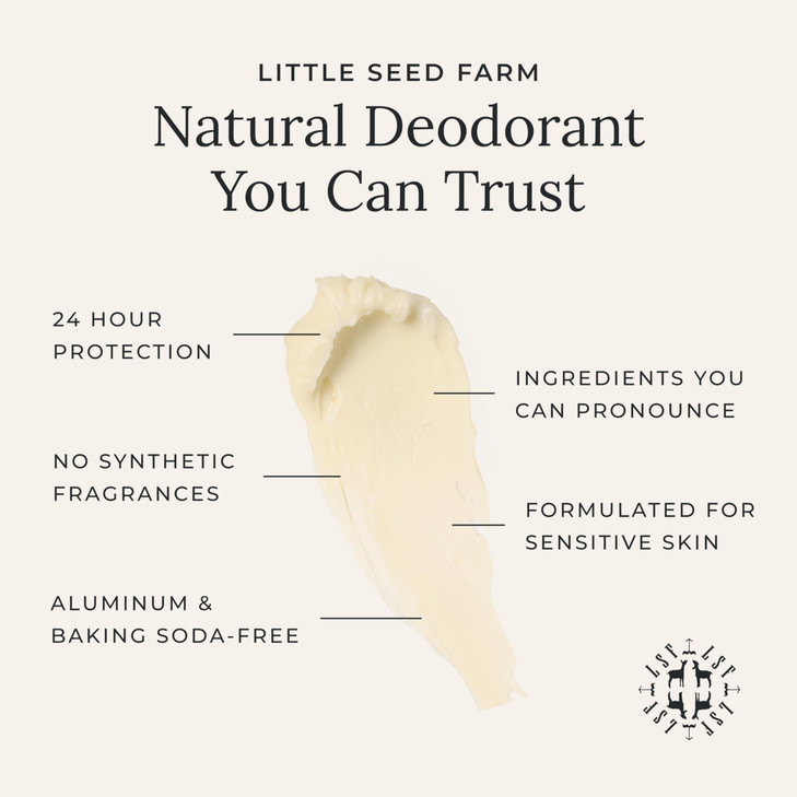 Little Seed Farm All Natural Deodorant Cream - Lavender - Aluminum Free Deodorant for Women or Men, Net Wt. 2.4oz | 68g