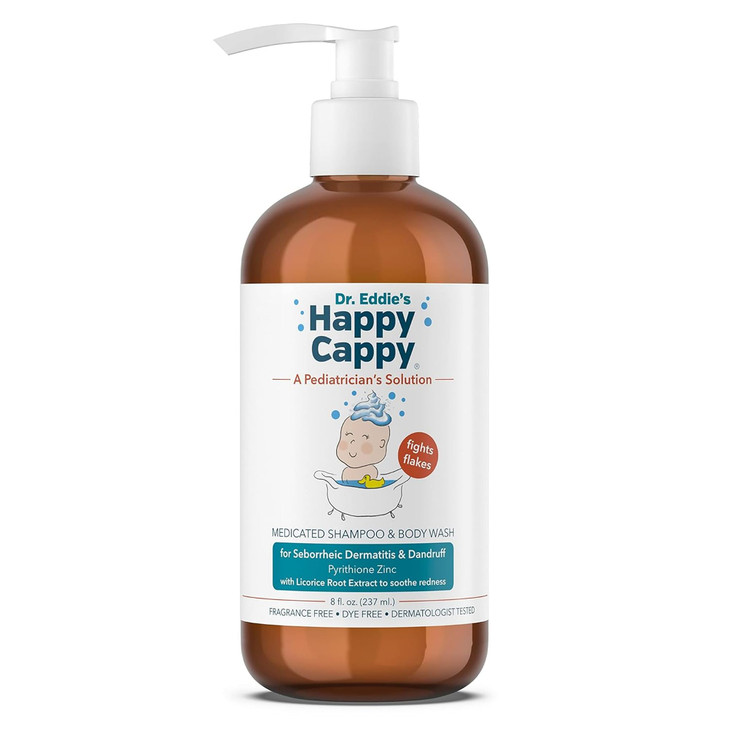 Happy Cappy Medicated Shampoo and Body Wash- Baby Dandruff Shampoo, Helps Cradle Cap and Seborrheic Dermatitis, Reduces Flakes and Redness, Dermatolo