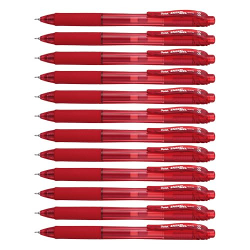 Pentel EnerGel-X Retractable Liquid Gel Pen 0.5mm Needle Tip Red Ink, Box of 12 (BLN105-B)