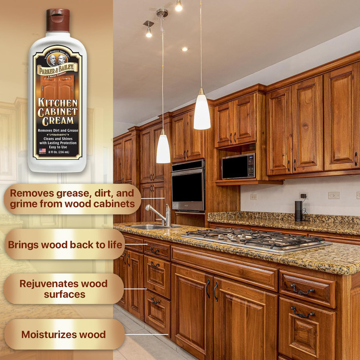 Parker & Bailey Kitchen Cabinet Cream - Multisurface Wood Cleaner And Polish Furniture Quick Shine Restorer Protector Surface, House Cleaning Supplie