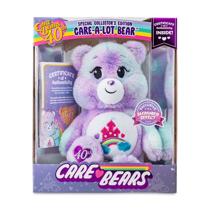 Care Bears Care-a-Lot Bear - 40th Anniversary - Purple Plushie for Ages 4+  Stuffed Animal, Super Soft and Cuddly  Good for Girls and Boys, Employe