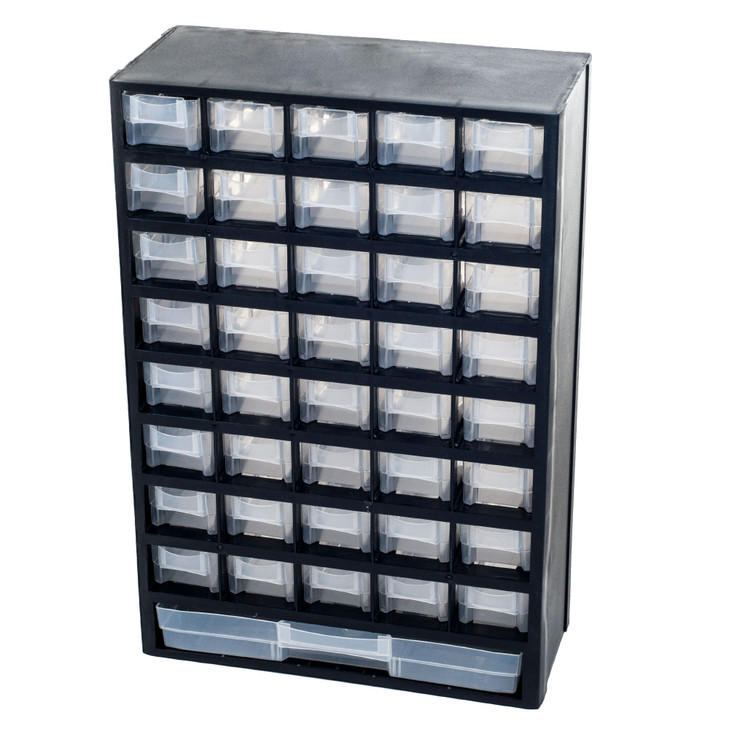 Storage Bin with Drawers - 41-Drawer Plastic Tool Organizer - Hardware or Craft Cabinet for Storing Beads, Toys, or Nuts and Bolts by Stalwart (Black