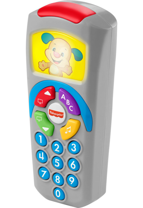Fisher-Price Baby Learning Toy Laugh & Learn Puppys Remote Pretend TV Control with Music & Lights for Developmental Play Infants Ages 6+ Months