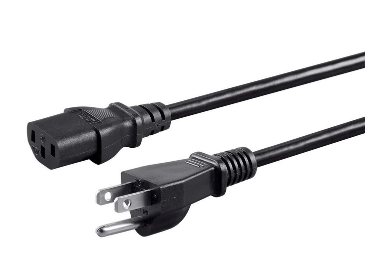 Monoprice Power Cord - NEMA 5-15P to IEC 60320 C13, 18AWG, 10A/1250W, 125V, 3-Prong, 4ft, Black
