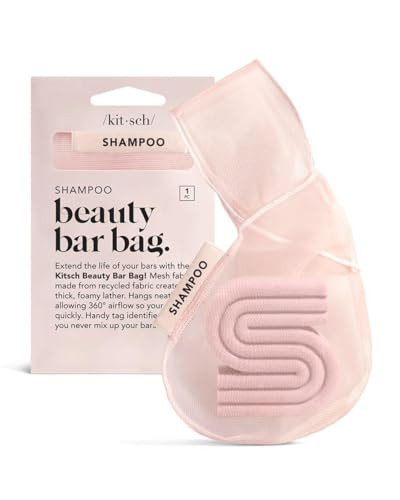 Kitsch Bar Soap Saver Bag  Patented Mesh Bag Soap Holder for Shampoo and Conditioner Bars - Extends Use & Prevents Soggy Mess - Recycled Mesh Beauty