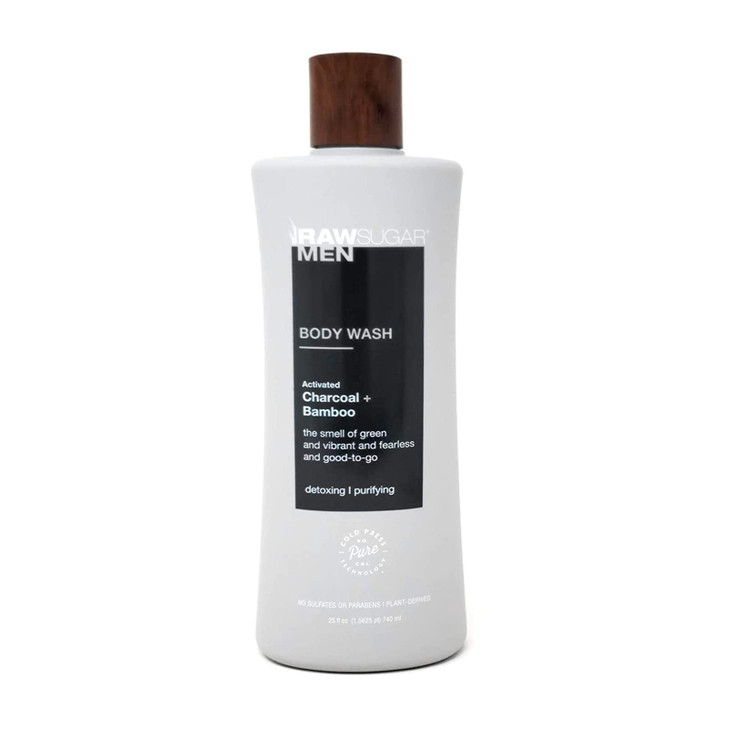 RAW SUGAR Men's Body Wash 25 fl oz (Pack of 1) (Charcoal + Bamboo)