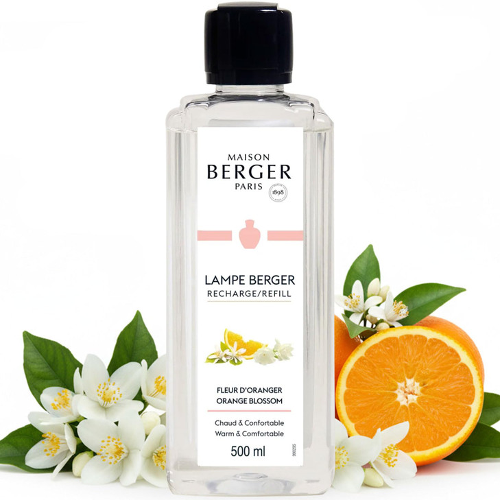 MAISON BERGER Orange Blossom Lampe Berger Refill, 500 ml (16.9 fl oz), 2-in-1 Catalytic System, Neutralizes Odors and Diffuses Fragrance, Green Notes
