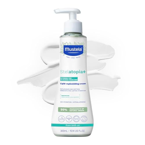 Mustela Stelatopia+ - Lipid-Replenishing Cream - Moisturizer for Eczema-Prone Skin - With Natural Sunflower Oil and Prebiotic - EWG Verified - For Ba