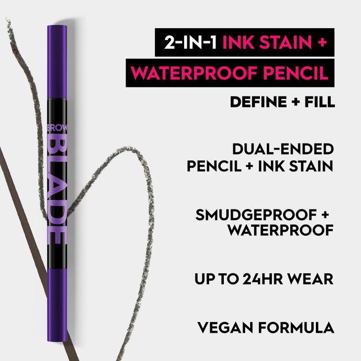 Urban Decay Brow Blade 2-in-1 Eyebrow Pen & Waterproof Pencil - Smudge-proof, Transfer-resistant, Up to 24HR Wear, Ink Stain & Creamy Brow Pencil - B