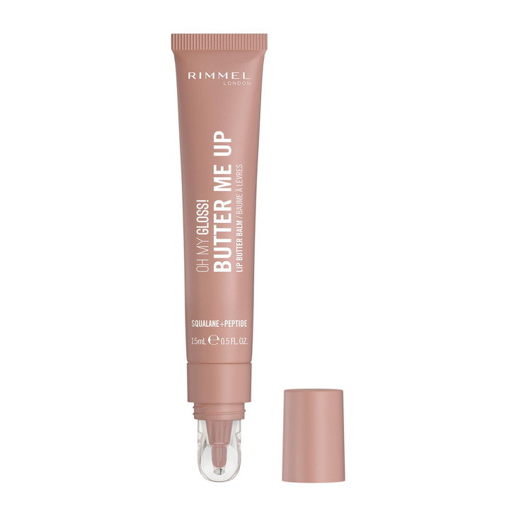 Rimmel London Oh My Gloss Butter Me Up Lip Butter Balm 002 Latte Delight, Hydrating Lip Balm, Tinted Lip Balm, Lip Care, Hydration, Nourishing, Squal