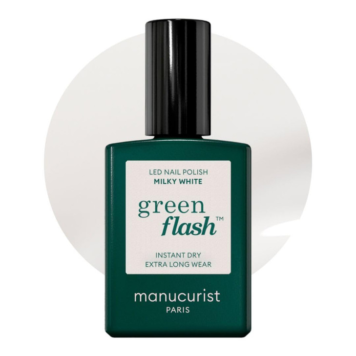 Manucurist  Green Flash LED Gel Nail Polish  Vegan  12-Free, Plant-Based (61%) Gel Polish  Made in France  0.5 fl oz (MILKY WHITE)