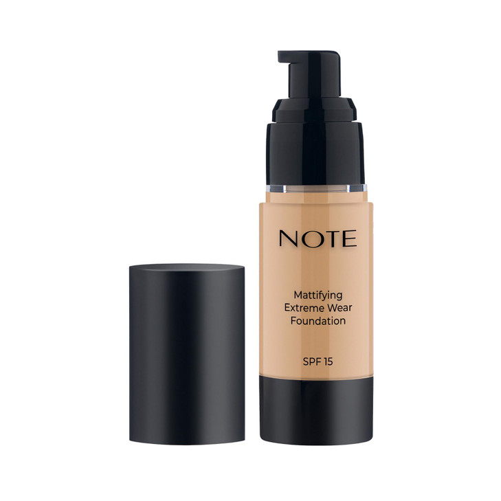 Note Cosmetique Mattifying Extreme Wear Liquid Foundation SPF 15 - Full Coverage Foundation Makeup for Oily Skin - 03 Medium Beige - 1 oz