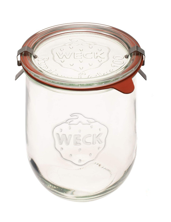 Weck Tulip Jar - Sour Dough Starter Jars for Sourdough - 1 x WECK 745 Large Clear Jar with Wide Mouth - 1 Liter Includes Glass Lid, rubber seal and s