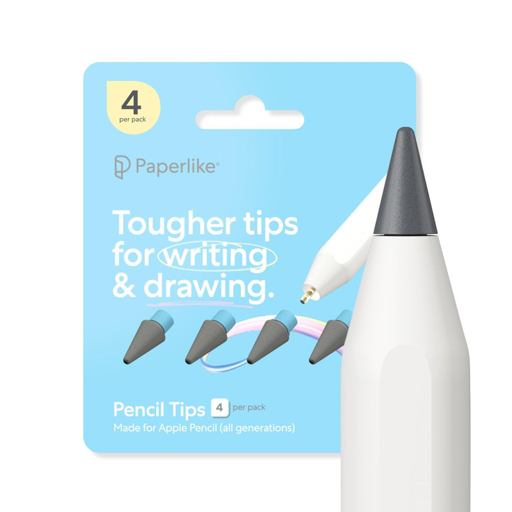 Paperlike® Pencil Tips (4X) for Apple Pencil 1st & 2nd Gen, USB-C & Pro  10x More Durable, Subtle Boost in Control on Paper-Feel Screen Protectors