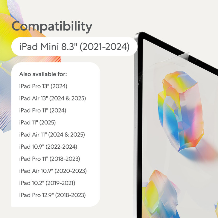 Paperlike 2.1 (2 Pieces) for iPad Mini 8.3" (2021/24) - Transparent Screen Protector for Notetaking and Drawing like on Paper