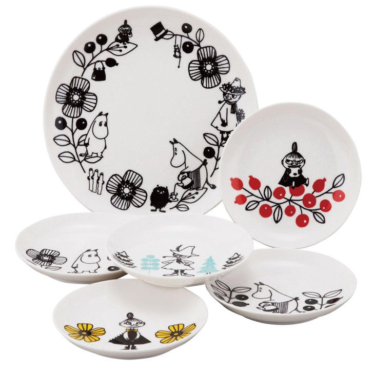 Yamaka Shoten Moomin MM1400-52 Moomin Valley Plate, 6-Piece Set, Microwave & Dishwasher Safe, Scandinavian Tableware, Mother's Day & Wedding Gift, Ma