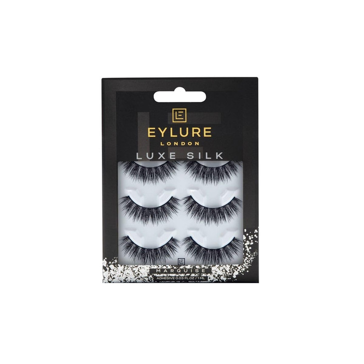 Eylure False Lashes, Luxe Silk Marquise with Adhesive Included, 3 Pair