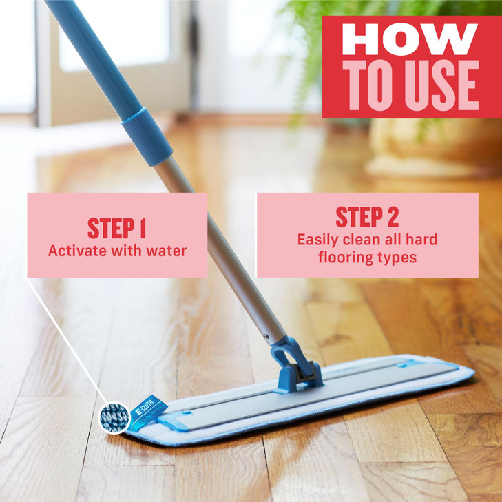E-Cloth Deep Clean Mop, Microfiber Mop, Perfect Floor Cleaner for Hardwood, Laminate, Tile and Stone Flooring, Washable and Reusable, 100 Wash Promis