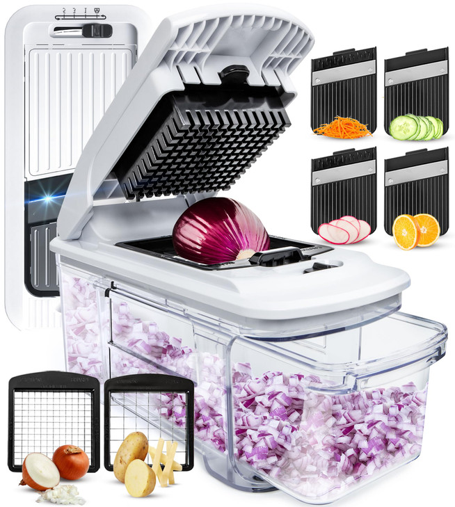 Fullstar Mandoline Slicer for Kitchen - Vegetable Chopper, Onion Potato Food Veggie Fruit Slicer and Cutter with Container, Kitchen Gadgets & Gifts,