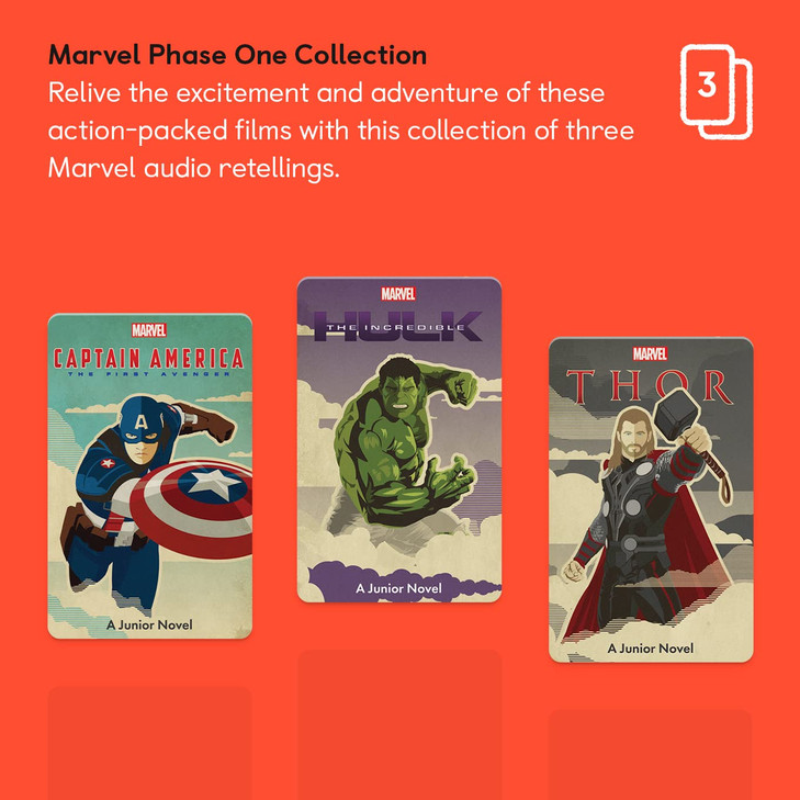 YOTO Disney Junior Novels: Marvel Phase 1 Collection  3 Kids Audio Cards for Use with Player & Mini All-in-1 Audio Device, Screen-Free Listening wit
