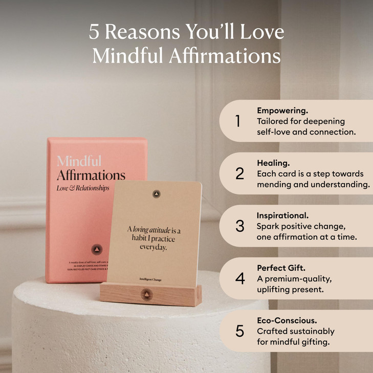 Intelligent Change 52 Mindful Affirmation Cards for Love and Relationships, Daily Words of Inspiration, Self Care Positive Affirmation Cards for Wome