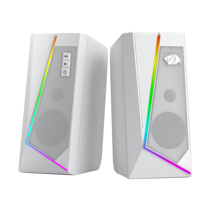 Redragon GS520 RGB Desktop Speakers, 2.0 Channel PC Computer Stereo Speaker with 6 Colorful LED Modes, Enhanced Sound and Easy-Access Volume Control,
