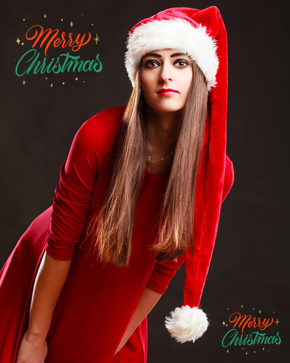 Bnikion Long Red Santa Hat for Adult Unisex, Soft Velvet Fluffy White Fur Trim, Fuzzy Santa Clause Xmas Hat, for Christmas New Year Festival