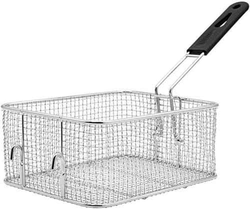 Stainless Steel Deep Fry Basket for Frying Serving Food (Detachable Handle)