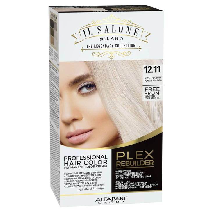 Il Salone Milano Plex Rebuilder Permanent Hair Color Cream - 12.11 Silver Platinum Hair Dye - Professional Salon - Premium Quality - Protects and Res