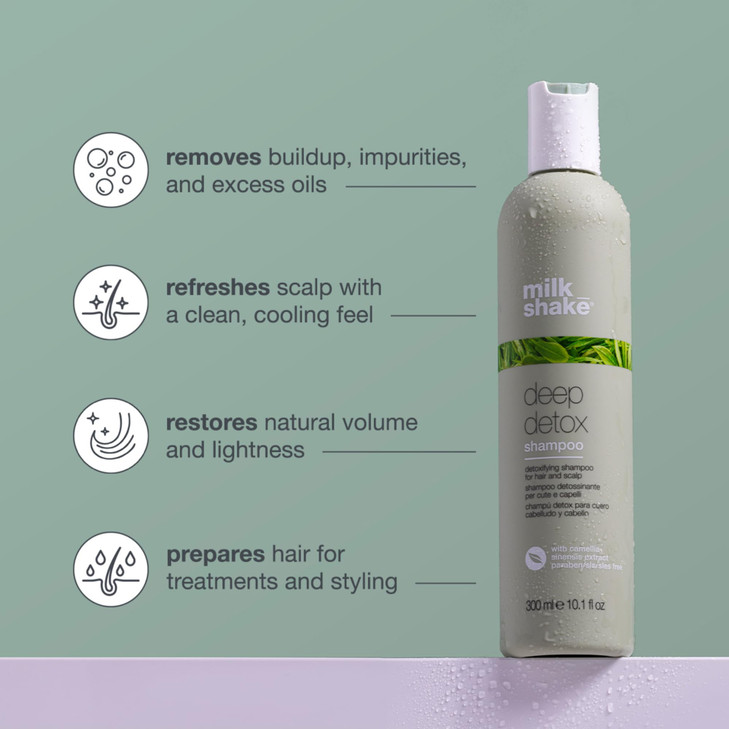 milk_shake Deep Detox Shampoo -Nourishing Green Tea Extract with Signature Milk Proteins (10.1 Fl Oz / 300 ml)