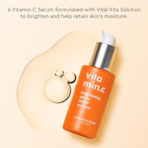 The Face Shop Vitamin C Skin Brightening Serum - Brighten Complexion, Fade Dark Spots, Improve Dull & Uneven Skin Tone - Vitamin C Face Serum, Hyalur